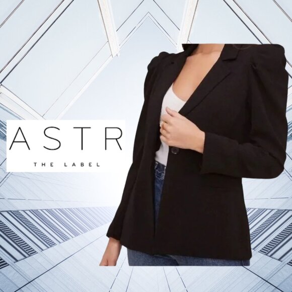 NWT ASTR the Label Black Shoulder Pad Blazer Size Large - Picture 1 of 4